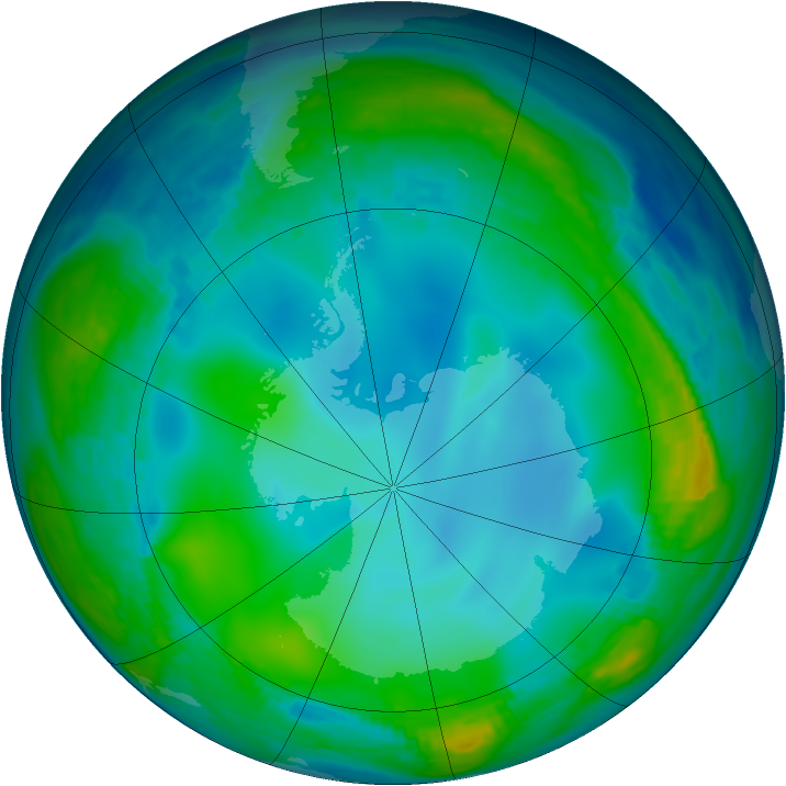 Antarctic ozone map for 08 June 1990